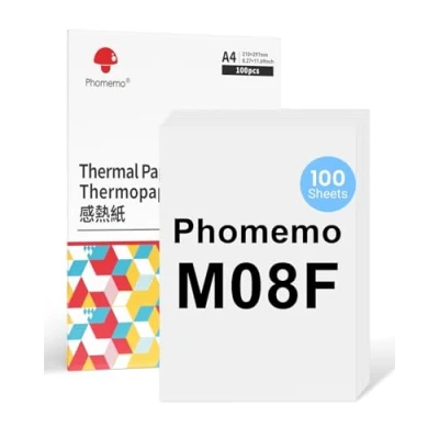 Afbeelding van Phomemo M08F Thermisch A4 Papier Compatibel voor M832 M834 Q302, PJ762/PJ763MFi, MT800/MT800Q en andere draagbare printers, printerpapier, 210x297 mm, 100 vellen