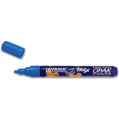 Afbeelding van Blauwe textiel stift Javana Texi Max 2 4 mm kogelpunt Hoge kwaliteit marker op waterbasis, geschikt zowel licht als donker