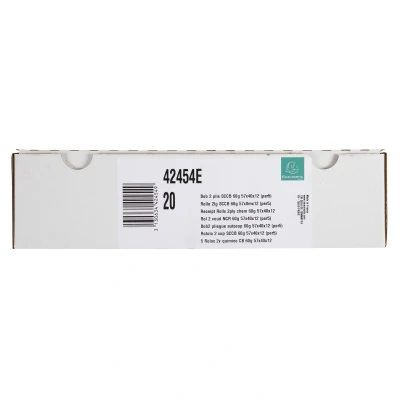 Afbeelding van Exacompta Ref. 42454E Pak van 20 rollen voor bankterminals breedte 57 mm x diameter 40 kern 12 2 laags ongelijmd stand alone chemisch 60g/m² Lengte (+ of 2m) : 8 m