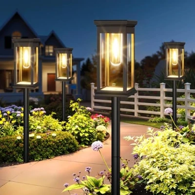 Afbeelding van NEEMO Zonnelampen voor buiten, tuin, 6 stuks, typische solarlampen met warm wit wolfraam, waterdicht, auto aan/uit, tuindecoratie gazon, terras, binnenplaats, als cadeau