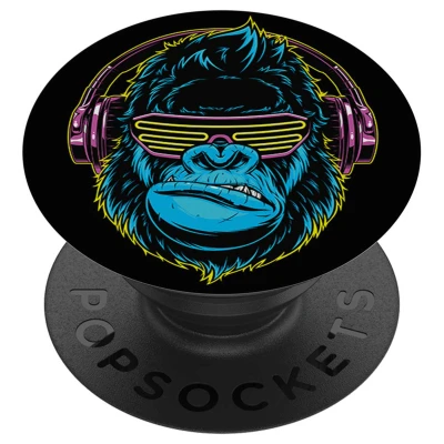 Afbeelding van PopSockets iMoshion PopGrip Gorilla Zwart Dieren Bedrukking Kunststof