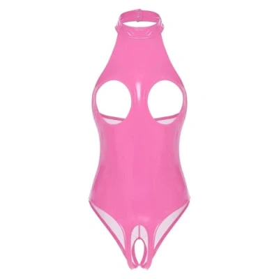 Afbeelding van Sexy Lingerie Vrouwen Mouwloze Top Uit Één Stuk Met Open Borst, Roze, L