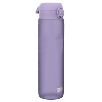 Afbeelding van ION8 1 Liter Waterfles, Lekvrij, Flip top Deksel, Draaghandvat, Snelle Vloeistofstroom, Vaatwasmachinebestendig, BPA vrij, Gevormde Grip, Ideaal voor Sport en Gym, Koolstofneutraal, 32 oz, Lichtpaars