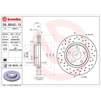 Afbeelding van Brembo Remschijf 09.B043.1X