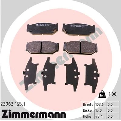 Afbeelding van ZIMMERMANN 23963.155.1 Remblokkenset met akoestische slijtagewaarschuwing Foto komt overeen de leveringsomvang SUZUKI: SWIFT 4, 3
