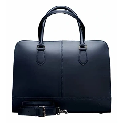 Afbeelding van Su.B Laptoptas 15 6 inch Handtassen Dames Split Leer Schoudertas met Laptopvak Donker Blauw