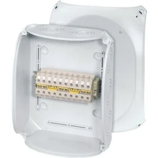Afbeelding van Hensel enycase kabeldoos 6 16mm2 koper aluminium grijs ral7035 255x205x112mm 5 polig met klemmen ip66 dk2516a