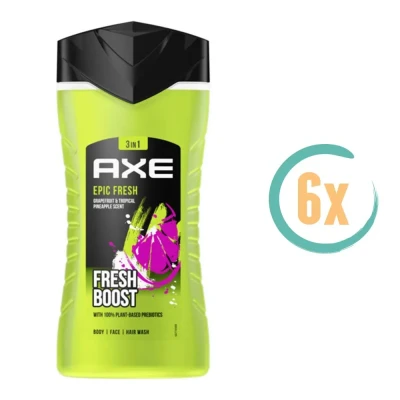 Afbeelding van Axe Epic Fresh 3 in 1 douchegel 6 x 250 ml voordeelverpakking