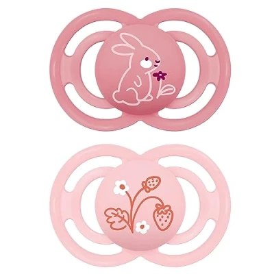 Afbeelding van MAM Perfecte fopspeen in set van 2, voor een gezonde tand en kaakontwikkeling, babyfopspeen duurzame biologisch hernieuwbare materialen, met fopspeenbox, 6 16 maanden, haas/bloem