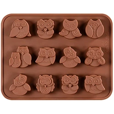Afbeelding van Selecto Bake 12 Uilen holte dier uil vormige siliconen snoep mal, 1 stuks DIY Gummy Jelly Pudding ijs schimmel lade, maken dessert voor verjaardagstaart, 3D mini chocolade bakken keuken mal