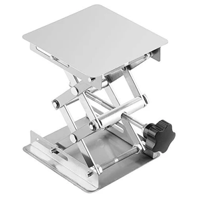 Afbeelding van Labasics 4 x inch Lab Schaarkrik, 100 mm Roestvrij Stalen Laboratoriumsteunkrik Platform Laboratoriumlifttstafel Uitbreidbaar Hefhoogte Bereik van 45 tot 158 mm, Draaggewicht 5 KG
