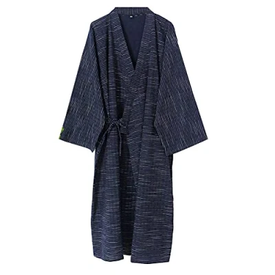 Afbeelding van Mannen Japanse Kimono Double Gauze Katoenen Gewaad Plus Size Zen Kleding Taoïstische ROBE, Kleur: zwart., XL