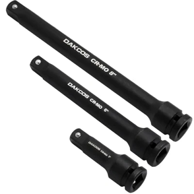 Afbeelding van DAKCOS 3 delige Impact Socket Extension Bar Set 1/2 Inch Drive CR MO met zwart fosfateren