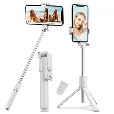 Afbeelding van selfie Stick Bluetooth mobiele telefoon statief voor smartphone, 4 in 1 stang van aluminium, uitbreidbaar met draadloze afstandsbediening 360 draaibaar iPhone Android Samsung inch smartphones
