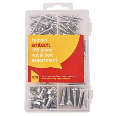 Afbeelding van Amtech S5825 Diverse moeren en bouten set, 150 stuks assortiment met handige opbergkoffer