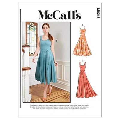 Afbeelding van McCalls naaipatroon M8215RR RR (18W 20W 22W 24W) Misses &amp; Damesjurken, Multi Colour