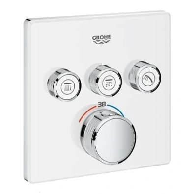 Afbeelding van Grohe Grohtherm Smartcontrol afdekset douchethermostaat vierkant met o.3x moonwhit
