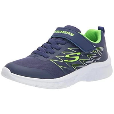 Afbeelding van Skechers Microspec Texlor jongens Sneaker,Marineblauw Textiel Lime Zilver Trim,33.5 EU