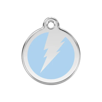 Afbeelding van Flash Light Blue roestvrijstalen hondenpenning medium/gemiddeld dia. 3 cm RedDingo