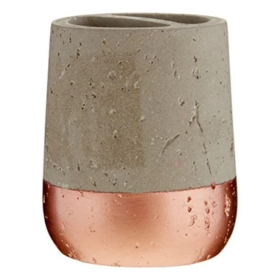 Afbeelding van Premier Housewares Neptune Tandenborstelhouder, beton, grijs/koper, 9 x 10 cm