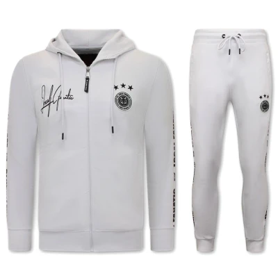 Afbeelding van Mannen Trainingspak Hooded Ribbon Wit Zwart Maat XXL