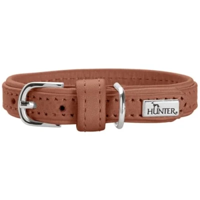 Afbeelding van HUNTER Hondenhalsband SOHO MINI, kleur: cognac, rundleer, zacht en soepel, voor de huid, licht, kleine honden puppy&#039;s, Made in Germany, maat: 24