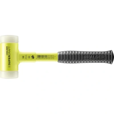Afbeelding van Halder Kunststofhamer lengte 315 mm kop d. 50 stalen buis hard splintervrij nylon wit 1 stuk 3377.150