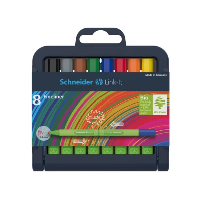 Afbeelding van Schneider fineliner Link it,opstelbaar etui van 8 stuks in geassorteer