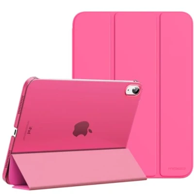 Afbeelding van MoKo Case for iPad 10th Generation 2022, Slim Stand Hard PC Translucent Back Shell Smart Cover Gen 10.9 inch Support Touch ID, Auto Wake/Sleep, Oak Color, Persian Pink