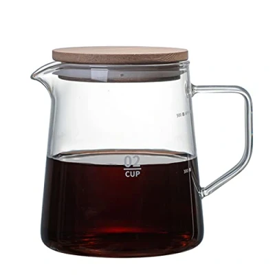 Afbeelding van Gonnely glazen koffieserver koffiekaraf met deksel, geïsoleerde karaf koffiepot, heldere voor sap, thee, koffiewater (300 ml)