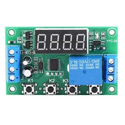 Afbeelding van Tijdschakelaar, led display, instelbare tijdrelaismodule, automatiseringsschakelaar, vertraging, trigger, schakelrelaismodule, ondersteuning micro USB 5 V voeding (12 V)
