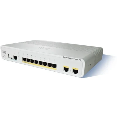 Afbeelding van Cisco Catalyst WS C2960CPD 8TT L netwerk switch Managed L2 Fast Ethernet (10/100) Wit