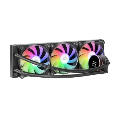 Afbeelding van MARSGAMING ML LCD360, AIO Vloeistofkoeling, TDP 600W, 3x FDB ARGB Ventilatoren 120mm, LCD scherm met Temperatuurmonitoring, Opti Chamber 3e Gen Pomp, Universele Multisocket, Zwart