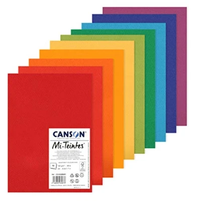 Afbeelding van CANSON Mi Teintes assortiment 10 vellen tekenpapier A4 160 g/m² heldere kleuren