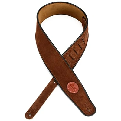 Afbeelding van Levy&#039;s MSS3 BRN Suede lederen gitaar riem bruin