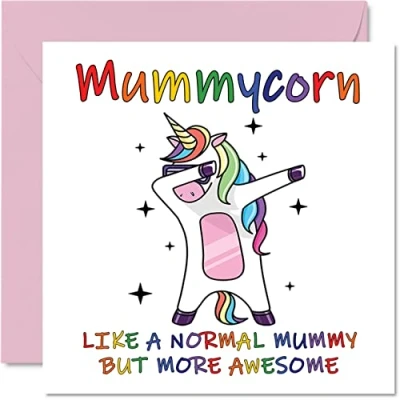 Afbeelding van Moederdagkaarten voor mama Mummycorn Mummy verjaardagskaart van dochter zoon, gelukkige verjaardag mama, eenhoorn verjaardagskaart, 145mm x seizoensgebonden grappige wenskaarten