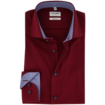 Afbeelding van Olymp overhemd heren slim fit rood effen
