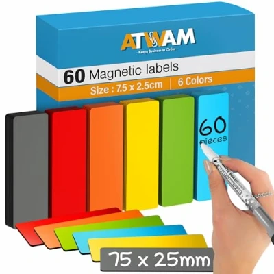 Afbeelding van ATWAM Scrum Magneten 60 stuks Voor Whiteboard of Magneetbord Herschrijfbare Post It 7,5*2,5 cm