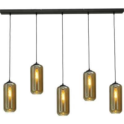 Afbeelding van Masterlight Kantoor hanglamp Quinto 5 met glazen kappen 2261 05 130