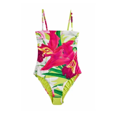 Afbeelding van Next Tummy Control Badpak, Dames, Maat: 42, Kew collection lime green pink floral