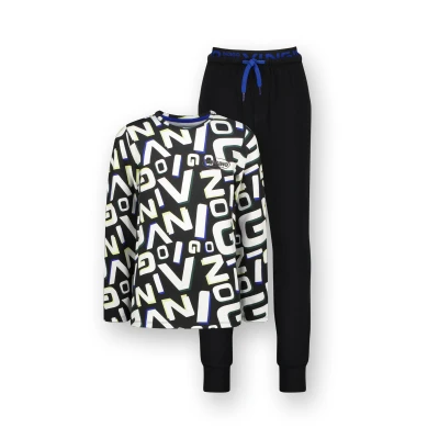 Afbeelding van Vingino pyjama Worp met all over print zwart/wit