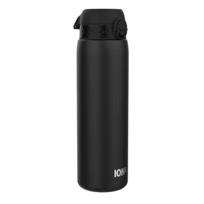 Afbeelding van ION8 1 Liter Roestvrijstalen Waterfles, Lekvrij, Makkelijk te Openen, Veilige Vergrendeling, Draaghendel, Vaatwasserbestendig, Duurzame Krasbestendige Verf, 1200ml (40oz), Zwart Drinkfles