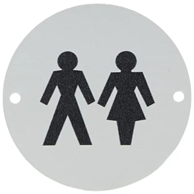 Afbeelding van Seco Toiletten Pictogrambord, 72mm Diameter 1.5mm Satijn Geanodiseerd Aluminium
