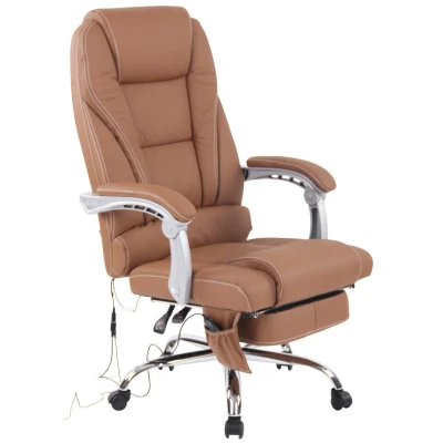 Afbeelding van Clp Bureaustoel Pacific Leder met massagefunctie Licht Bruin