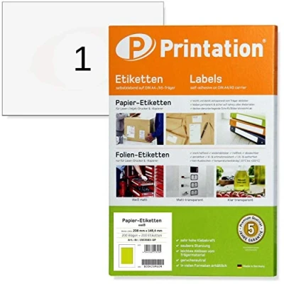 Afbeelding van Adreslabels voor zendingen, A5, 200 stuks 210 x 148,5 mm, witte adresetiketten DIN A5 formaat, stuks, 1 1, wit zelfklevend, zelfklevende etiketten, pakketsticker,