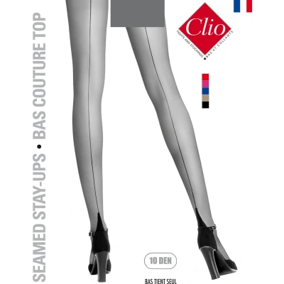 Afbeelding van Clio Hold Ups Up Kousen Zwart met Taupe Naad 15 Den. T3 Medium