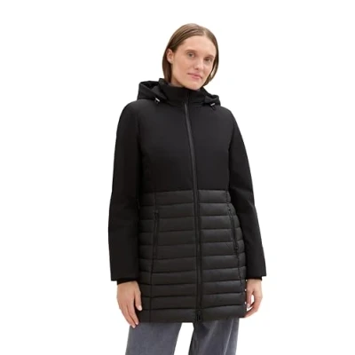Afbeelding van TOM Tailor Hybrid MIT Kapuze Winterjas, Dames, Maat: XL, Deep black