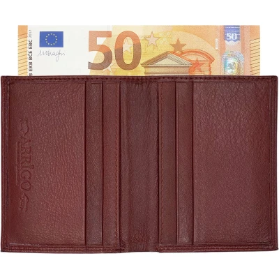 Afbeelding van Kaarthouder Pasjeshouder Creditcardhouder Briefgeld Leer Donkerrood Pasjes Arrigo