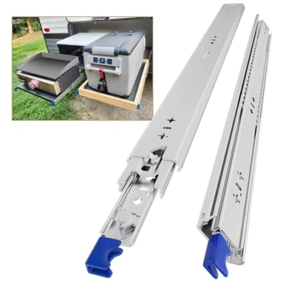 Afbeelding van Aolisheng zwaar belastbare volledig uittrekbare ladegeleiders met sterke vergrendeling, max. 120 kg, 300, 350, 400, 450, 500, 550, 600, 650, 700, 750, 800, 850, 900, 950 of 1000 mm, zijmontage, 1 paar