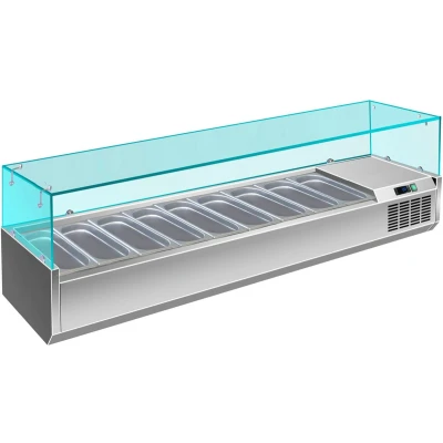 Afbeelding van Koel opzetvitrine met glas 9x 1/3GN (H)43,5x(B)200x(D)39,5
